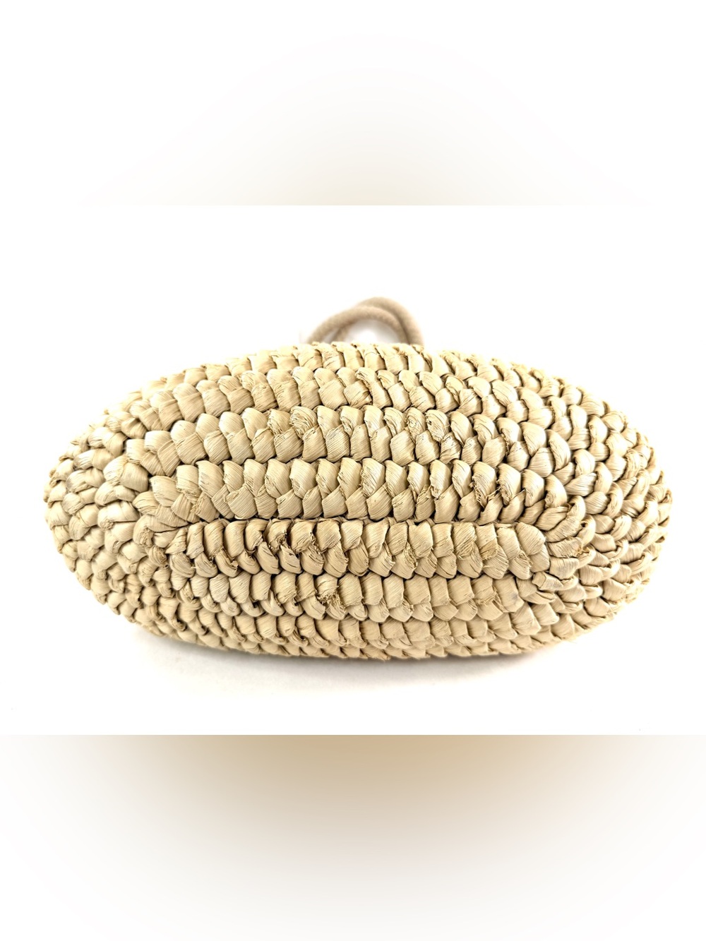 Lands End Woven Raffia Beach Shopper Summer Large Straw Tote Bag Leather Accents - Picture 5 of 11